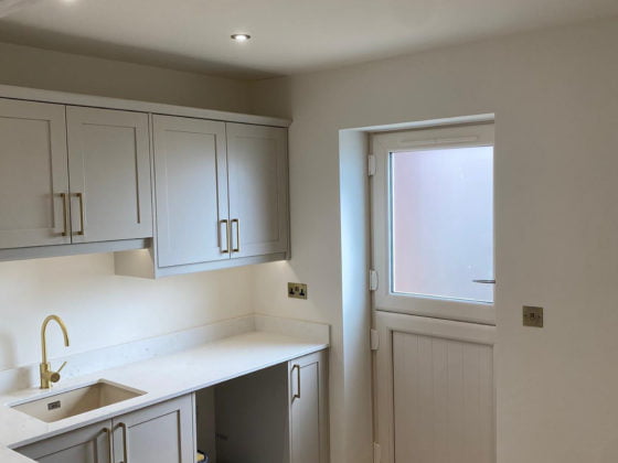 Newly built modern UK house with garden