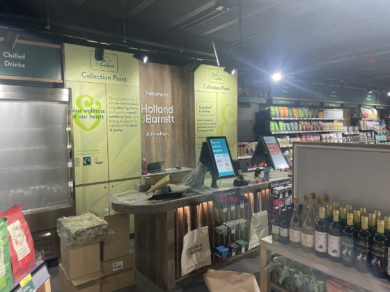 Interior of Holland & Barrett store with products.