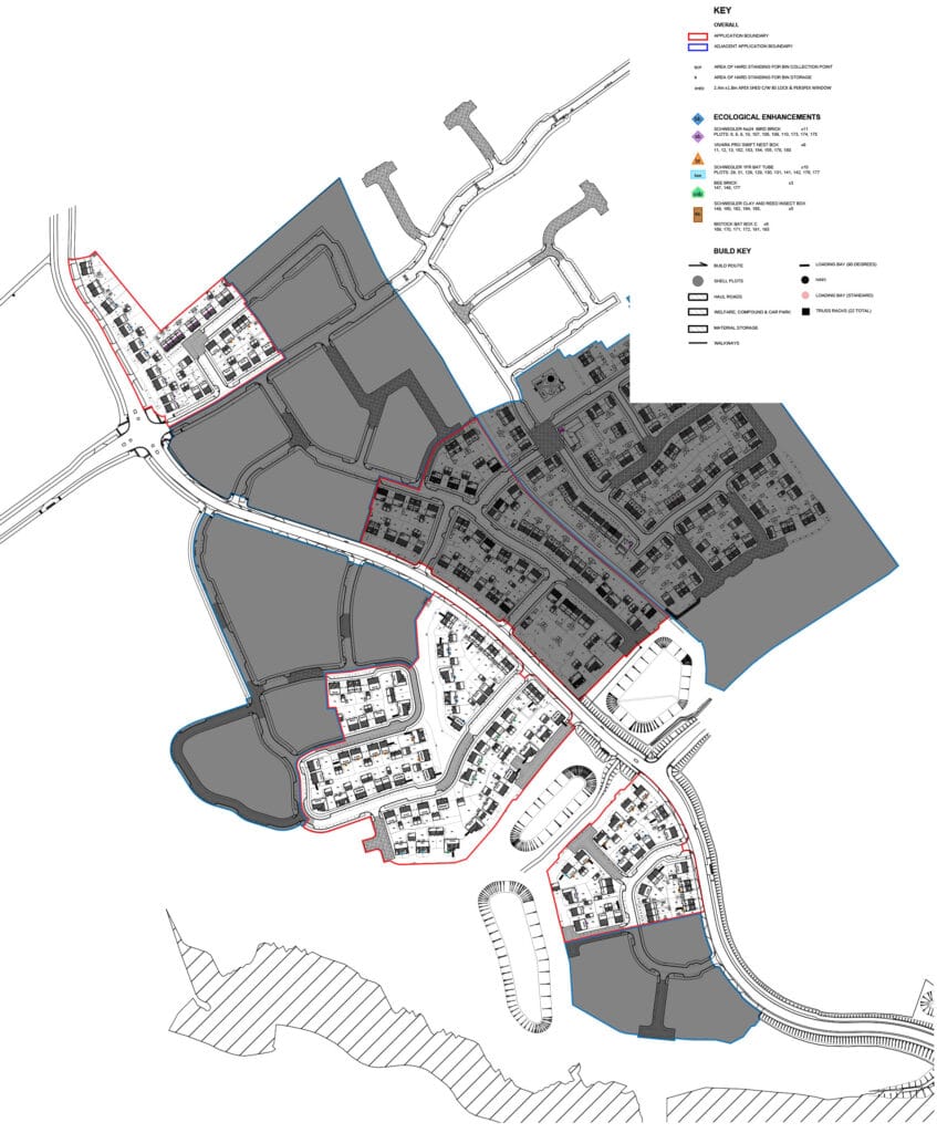 Detailed site layout plan with ecological enhancements.
