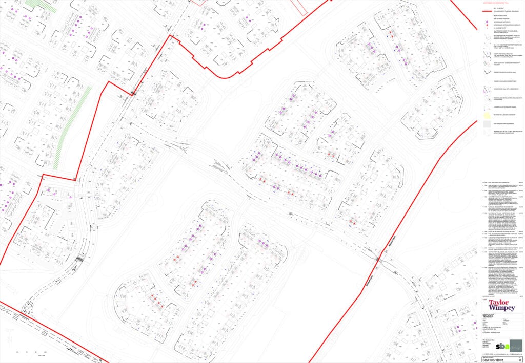 Residential development site plan with outlined boundaries.