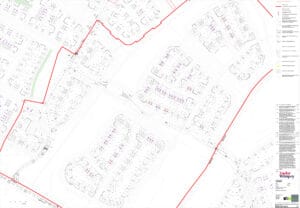 Residential development site plan with outlined boundaries.