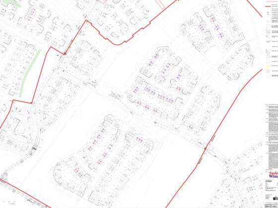 Residential development site plan with outlined boundaries.